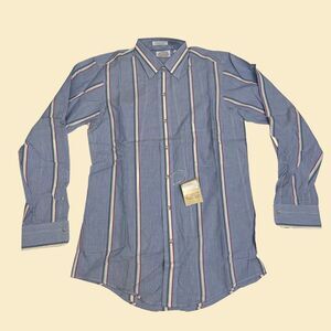 Vintage 1980s NOS striped shirt by Eagle Shirt Makers, striped purple men's top